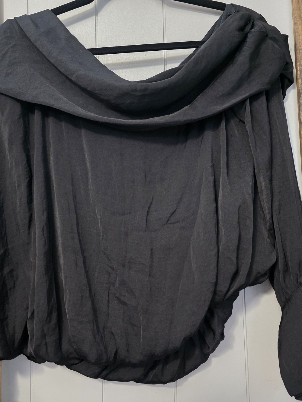 Free People Black Draped Off-Shoulder Blouse - Picture 6 of 10